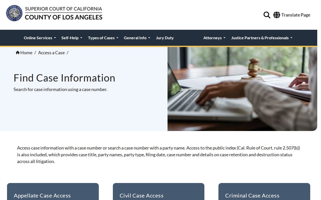 La Mirada people search LA Superior Court case information