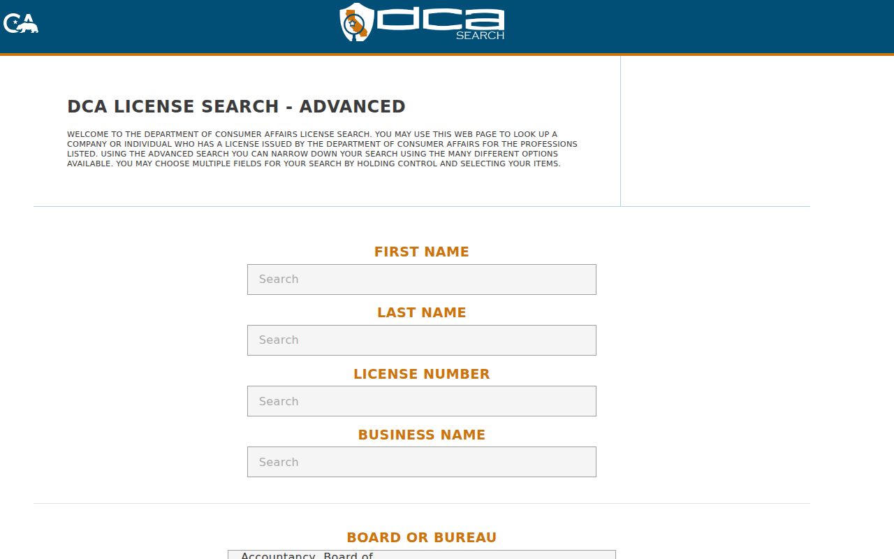 La Mirada people directories search for California professional licenses