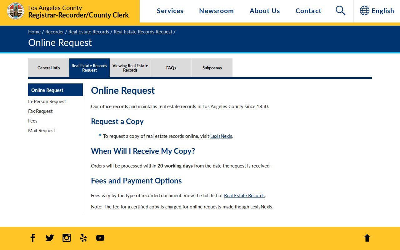 La Mirada public records online real estate copy request
