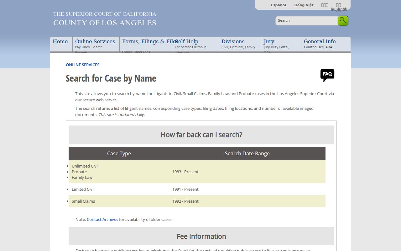 La Mirada public records paid civil court name search
